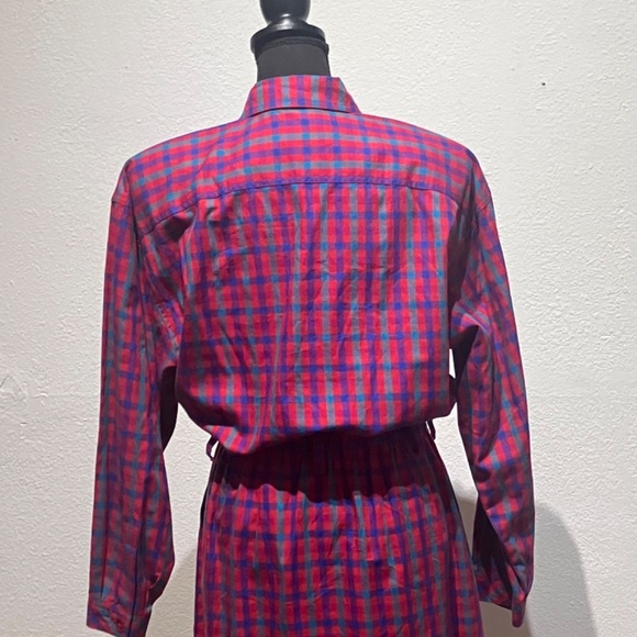 Liz Claiborne vintage Pink and Blue Plaid midi/Maxi dress - Picture 12 of 15